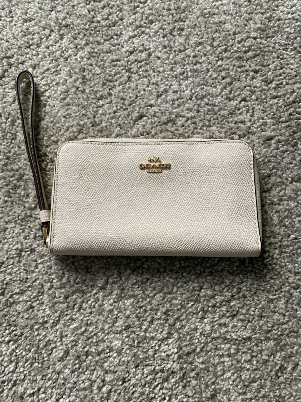 Coach Chalk Pebbled Leather Zip-Around Wristlet